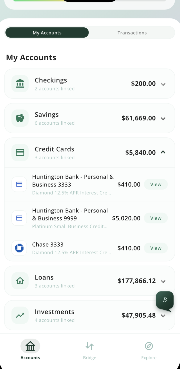 Account Aggregation Screenshot